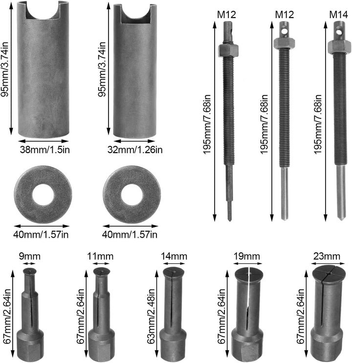 LQGTQO Innenlager Abzieher Set, 9-23mm Motorrad Lagerabzieher Innen, Chrom-Vanadium-Stahl Radlager A