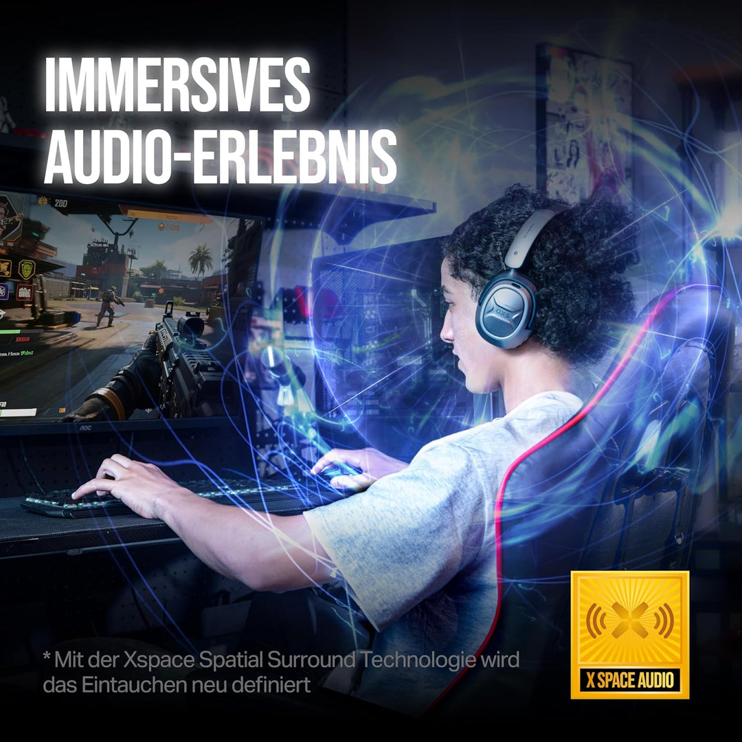 OXS Storm A2 kabelloses Gaming-Headset, Aktive Geräuschunterdrückung, 2,4 GHz Niedrige Latenz & Blue