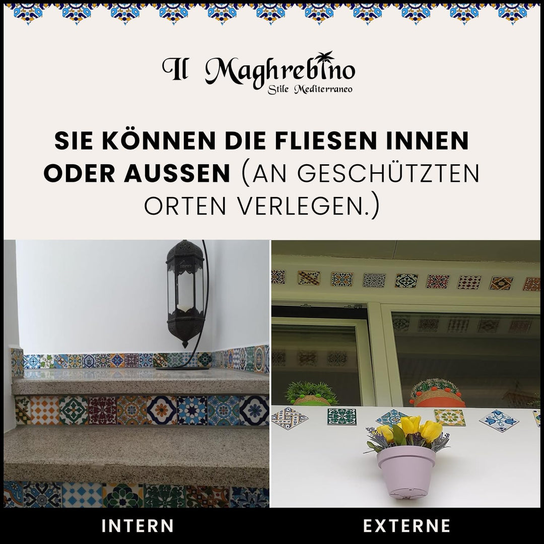 100 gemischte Fliesen Tunesien Keramik (1 m²). Packung mit 100 Fliesen verziert, 10 x 10 cm. Dicke 0