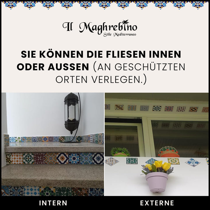 100 gemischte Fliesen Tunesien Keramik (1 m²). Packung mit 100 Fliesen verziert, 10 x 10 cm. Dicke 0