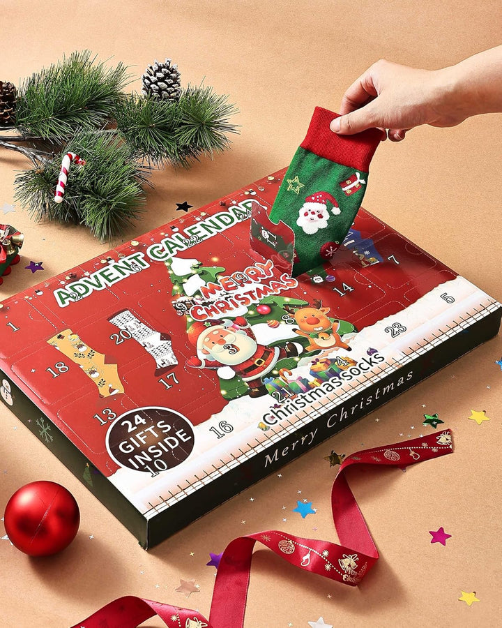 Jeasona Adventskalender 2025 Frauen/Männer Adventskalender Socken Damen/Herren 39-42 Mehrfarbig-9950