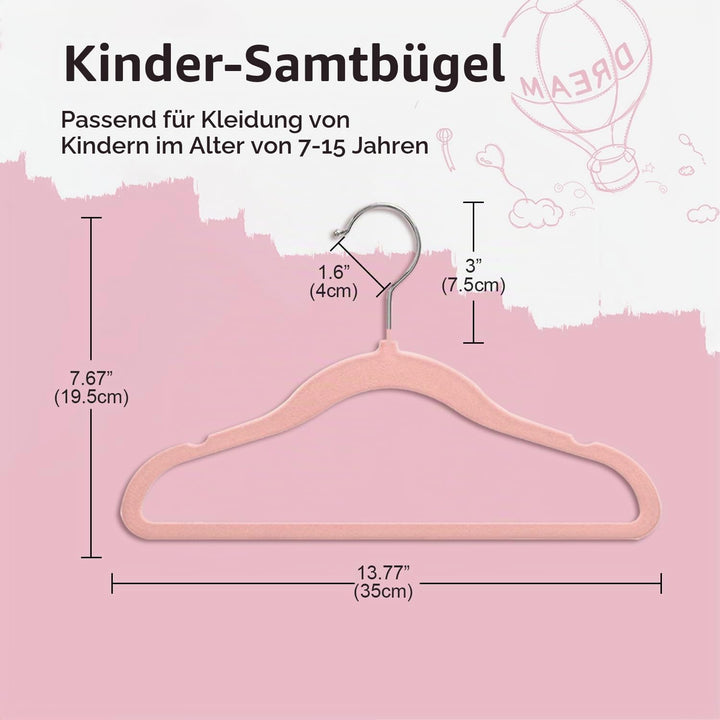 Stormix Kinder Kleiderbügel 32er-Pack, 35cm rutschfeste Kleiderbügel für Kinder, Samt-Kleiderbügel m