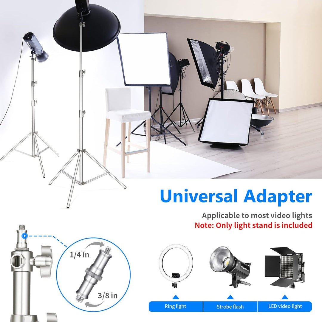 NEEWER 102"/2,6m Edelstahl Lichtstativ, federgepolstertes, Robustes Fotografie Stativ mit 1/4" bis 3
