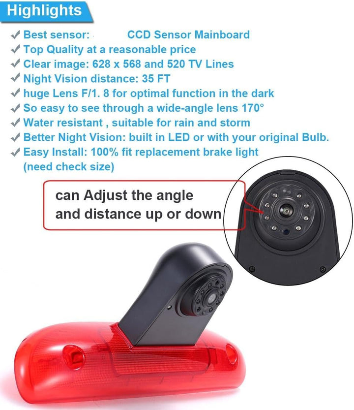HD Wasserdicht Einparkhilfe Auto Dritte Dach top Mount Bremse Lampe Licht Rückansicht Kamera für FIA