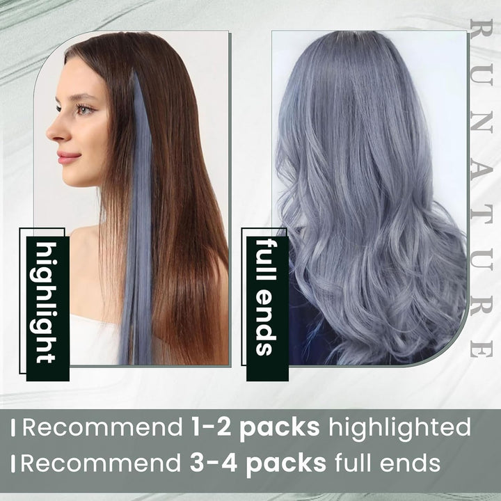 RUNATURE Bonding Extensions Echthaar I Tip GrauBlau 35cm Remy Keratin Extensions Echthaar 20g Bondin