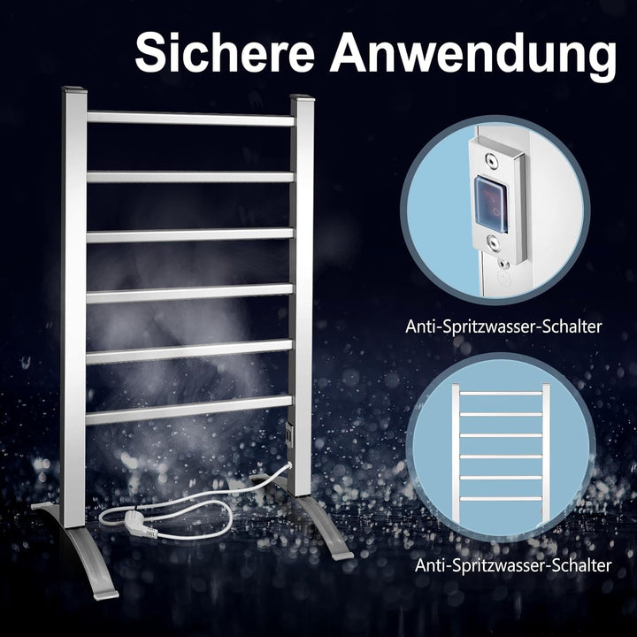 RELAX4LIFE Handtuchheizkörper elektrisch, Badheizkörper freistehend oder Wandmontage, 2-in-1 Handtuc