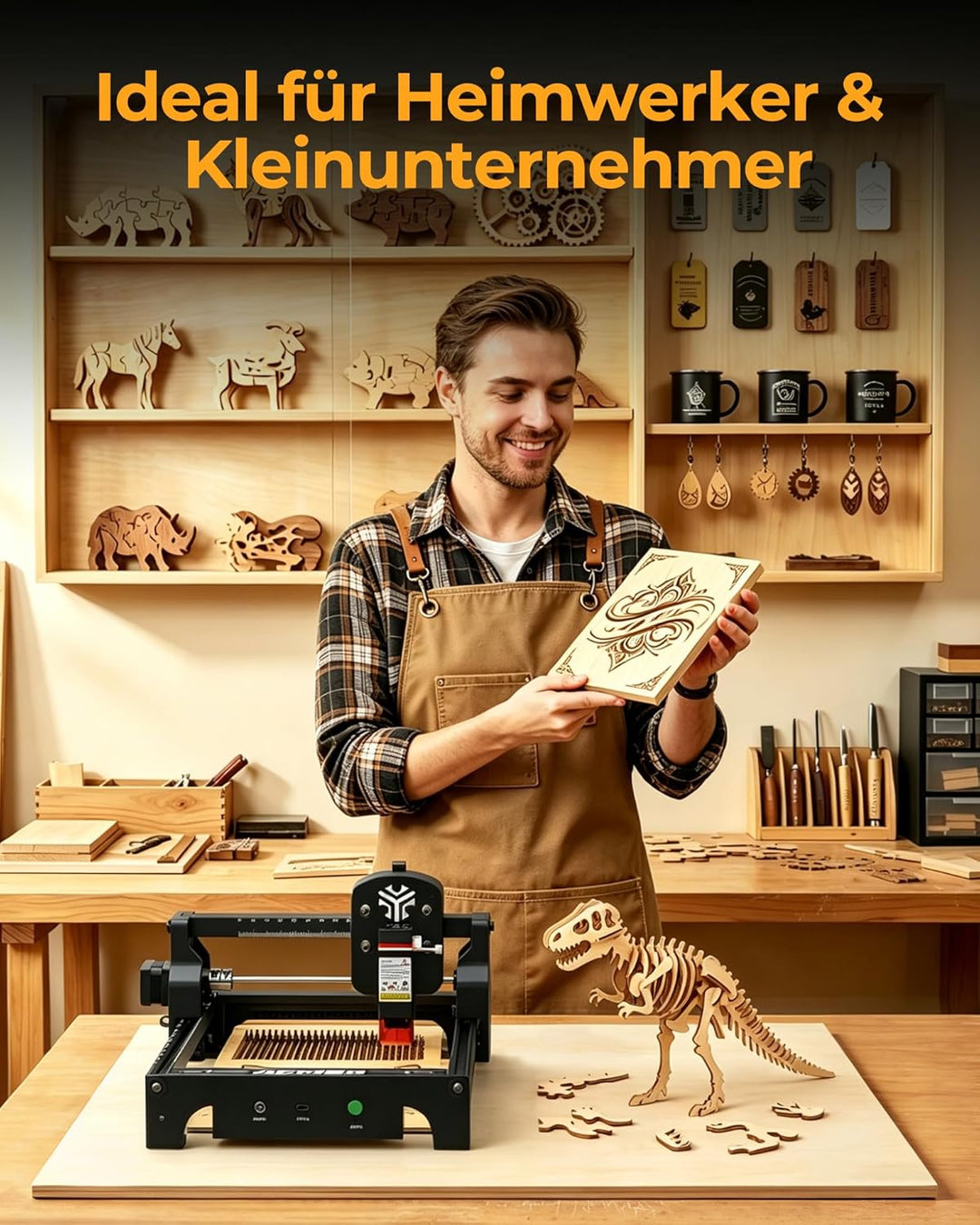Acmer T1 Lasergravierer 3.5W, Tragbarer Mini Lasergravur Maschine, 0.01mm HochpräZiser Laser Cutter,