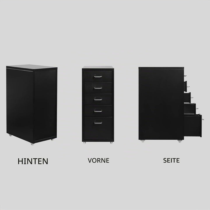 HollyHOME Mobiler Aktenschrank mit 5 Schubladen, rollender Akten-Organizer, Metall-Aufbewahrungsschr