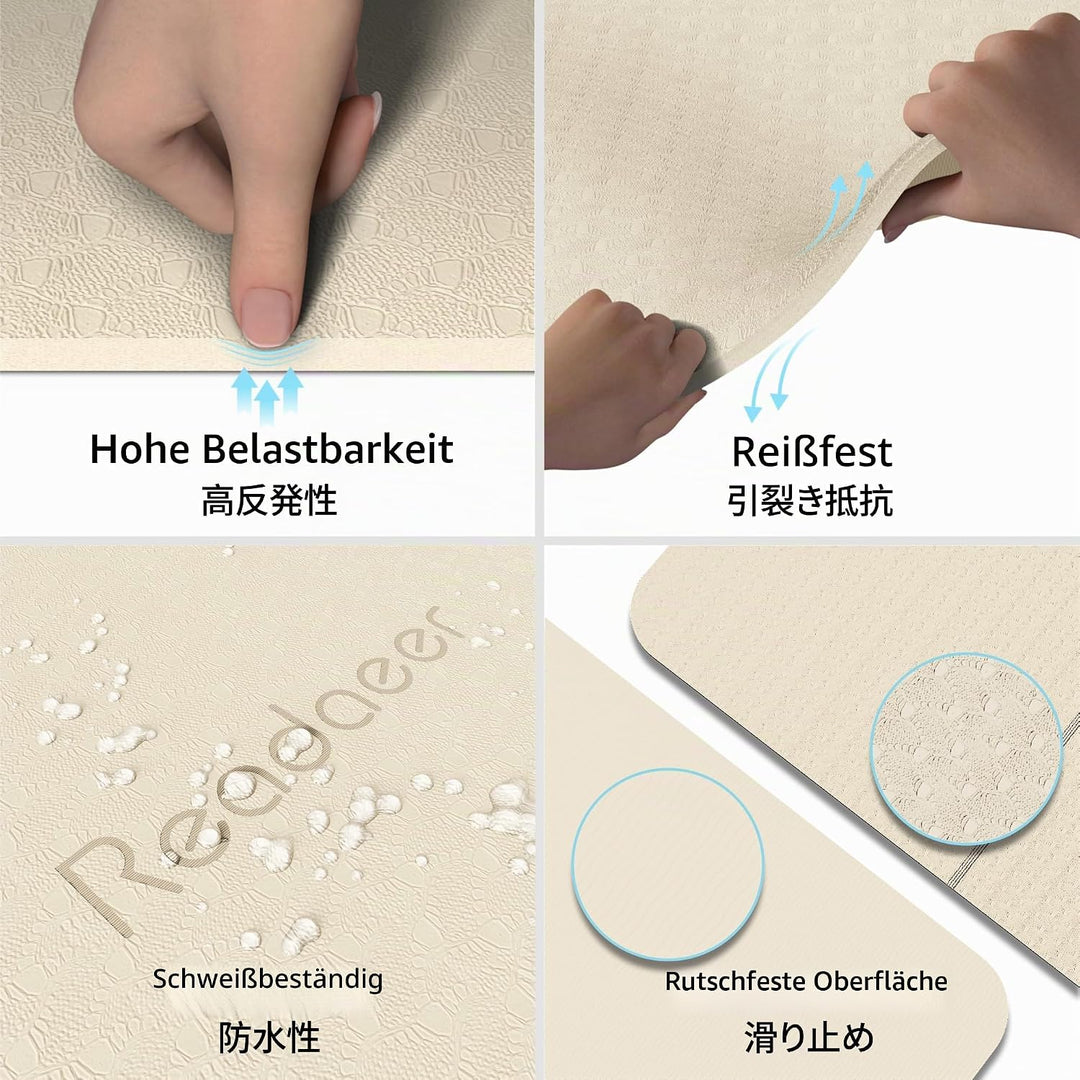 Readaeer Faltbare Yogamatte für Reisen, faltbare Yogamatte, 6 mm dick, mit Tragetasche, rutschfeste