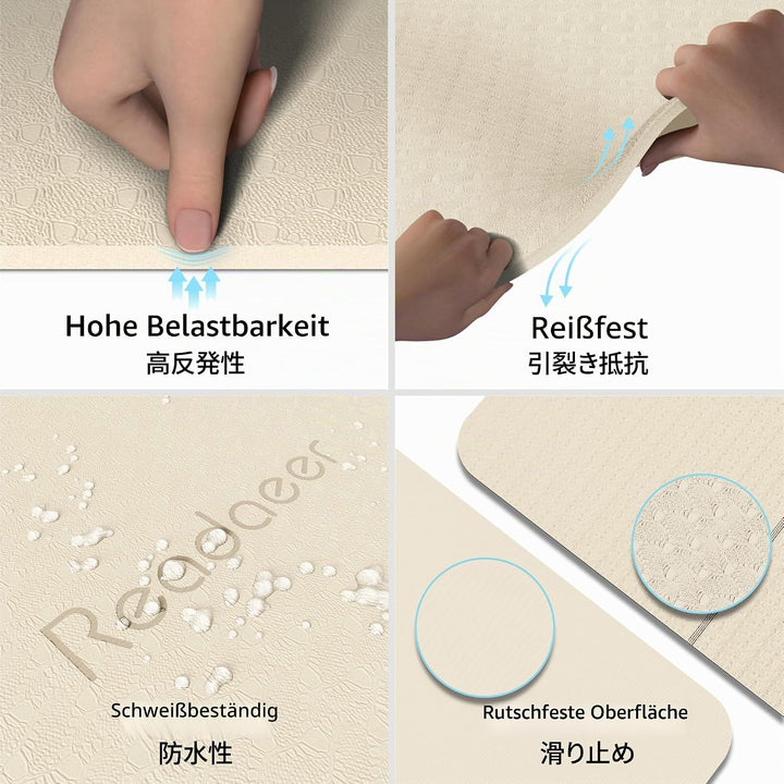 Readaeer Faltbare Yogamatte für Reisen, faltbare Yogamatte, 6 mm dick, mit Tragetasche, rutschfeste