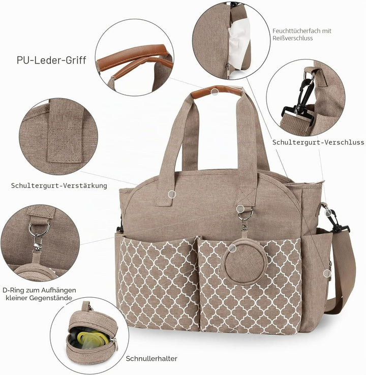 Wickeltasche Tote Baby Wickeltasche Grosse Babytaschen für Mama mit Wickelstation Multifunktions Rei