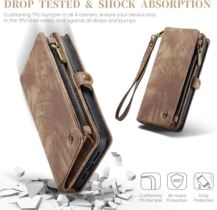 UFinetech für iPhone 15 Hülle, Flip Leder TPU Stossfest Kartenfach Tasche Handyhülle für iPhone 15,