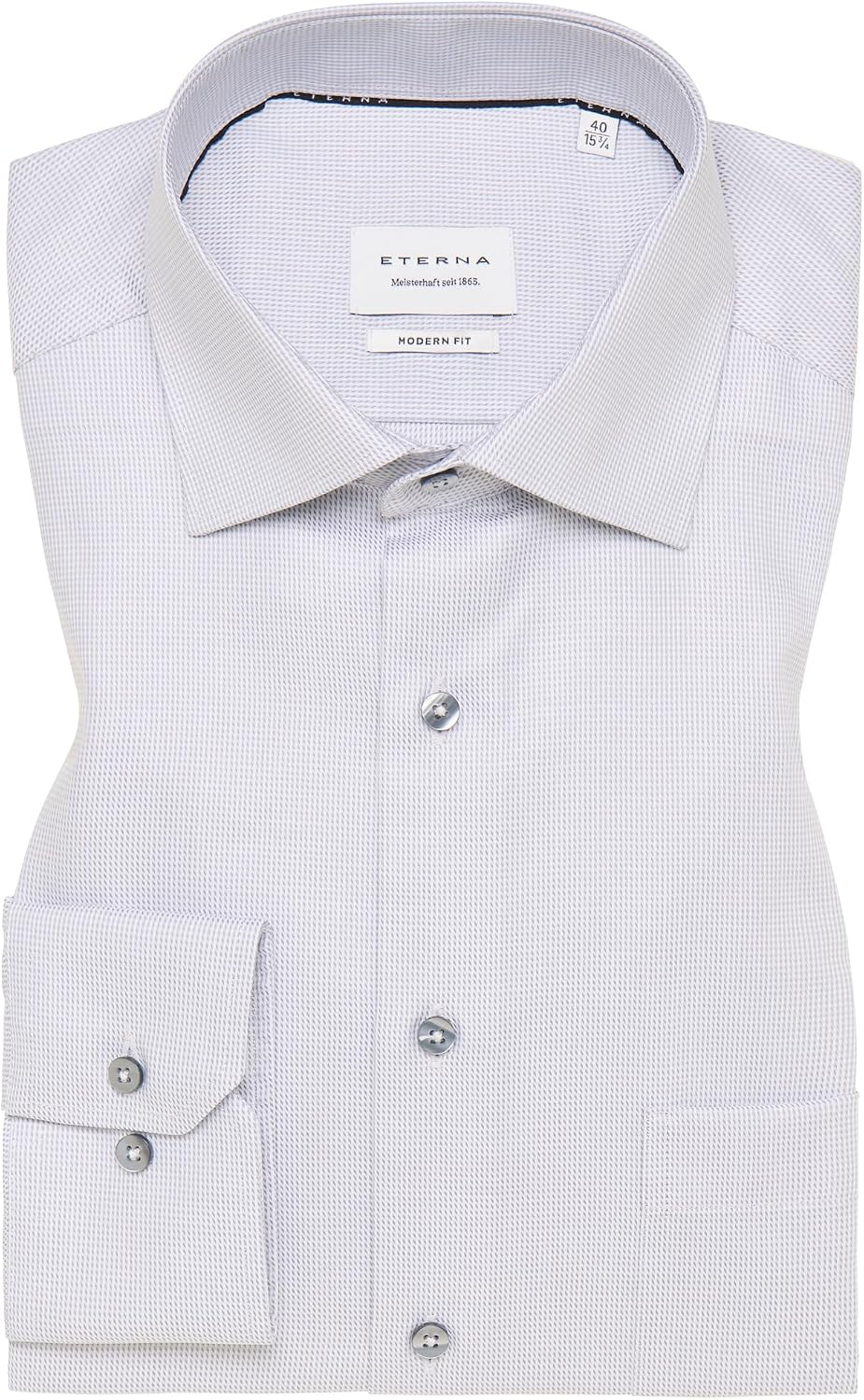 ETERNA Comfort Fit Hemd Langarm New Kent Kragen Muster rot 42 Grau, 42 Grau