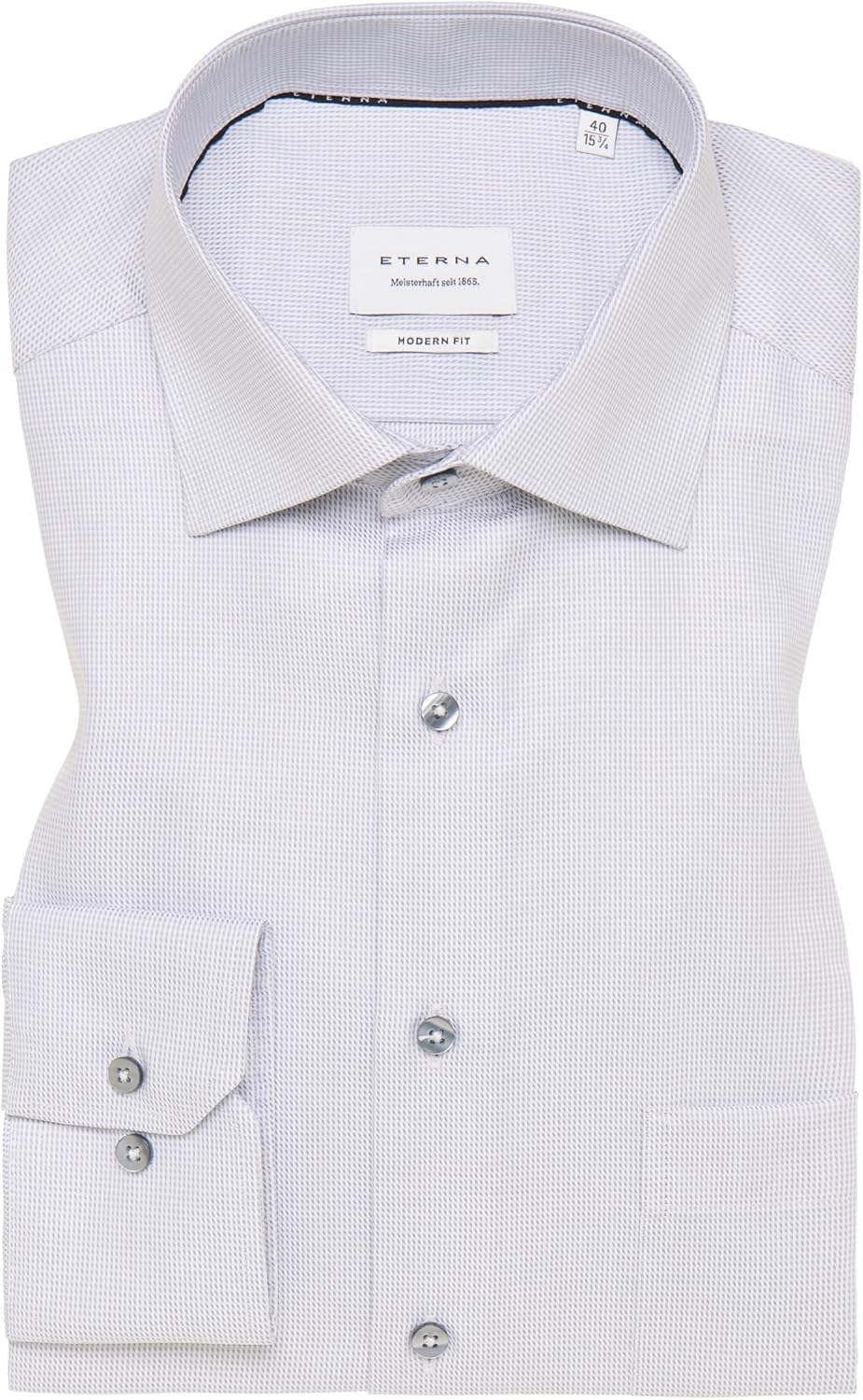 ETERNA Comfort Fit Hemd Langarm New Kent Kragen Muster rot 42 Grau, 42 Grau