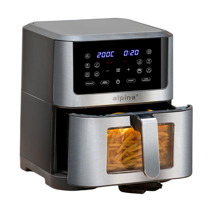 alpina Heissluftfritteuse XXL - Airfryer für 4 bis 6 Personen - Air Fryer mit Digitalanzeige 80 bis