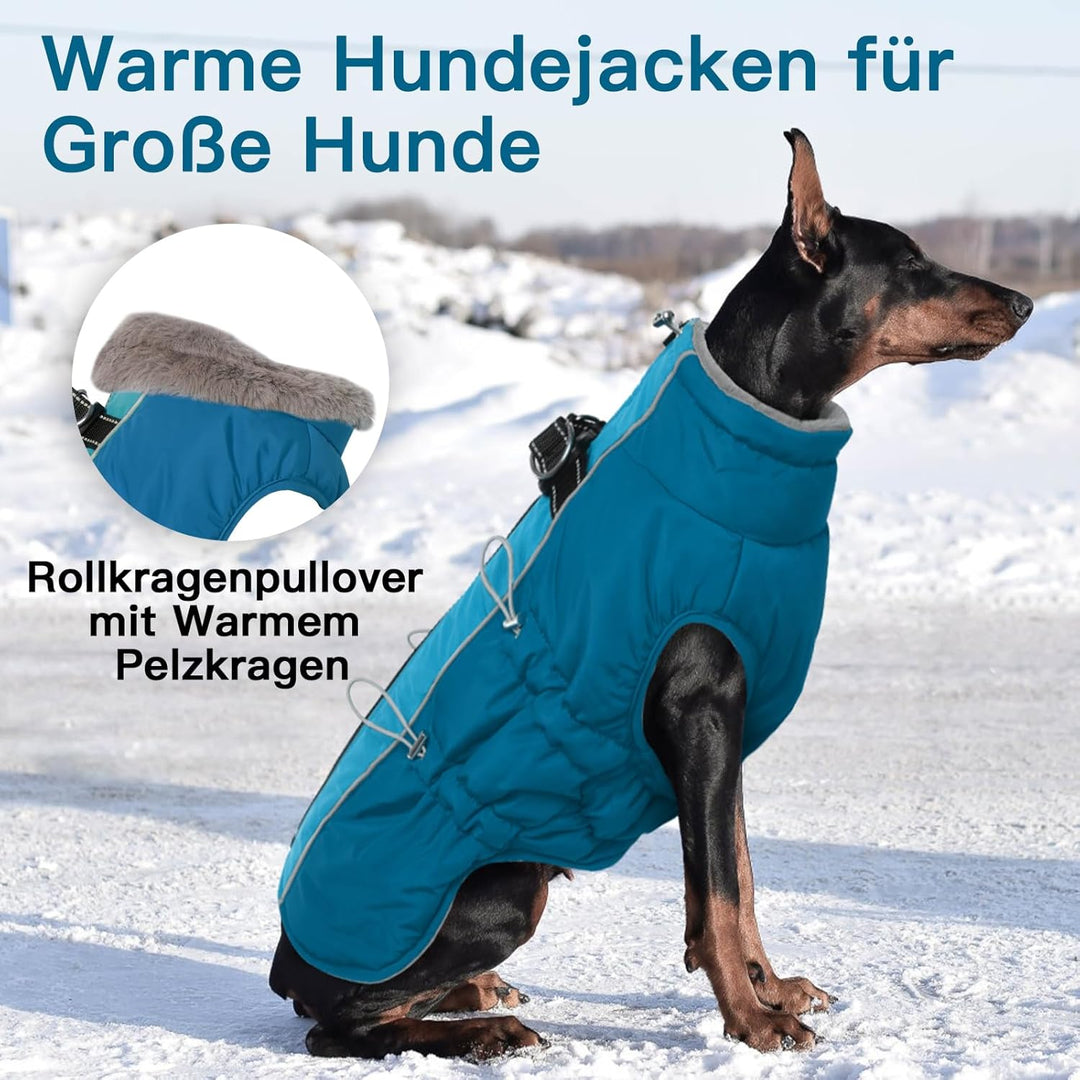 Hundemantel Winter, Ärmellose Hundejacke mit Durch Verstellbare Gummizüge, Rutschfester Reissverschl