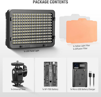 NEEWER 176 LED Videoleuchte Streaming Licht 5600K Kamera Videolicht Panel mit 2200mAh Akku und USB L