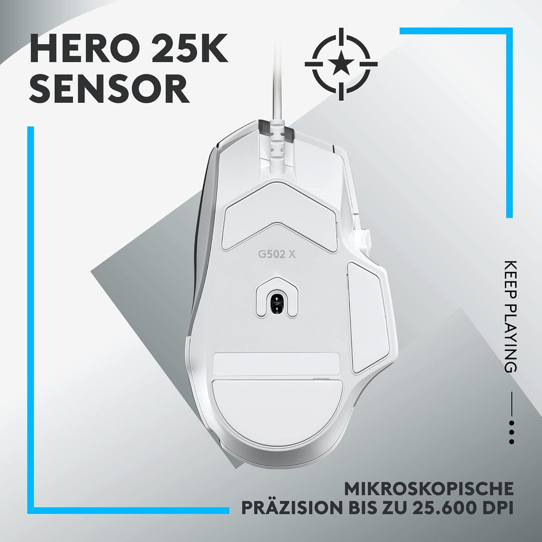Logitech G502 X Kabelgebundene Gaming-Maus - LIGHTFORCE Hybrid optisch-mechanische Primärschalter, H