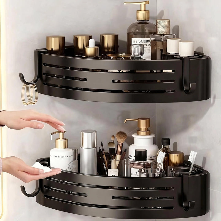 Duschablage ohne Bohren - Der perfekte Badezimmer Organizer! Eckregal für Dusche & Bad mit 4 Haken.