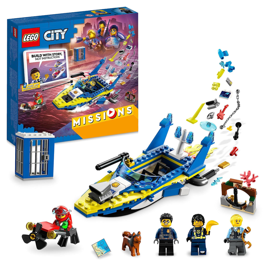 LEGO 60355 City Detektivmissionen Der Wasserpolizei, Interaktives Abenteuer-Spielset Mit Boot Und 4