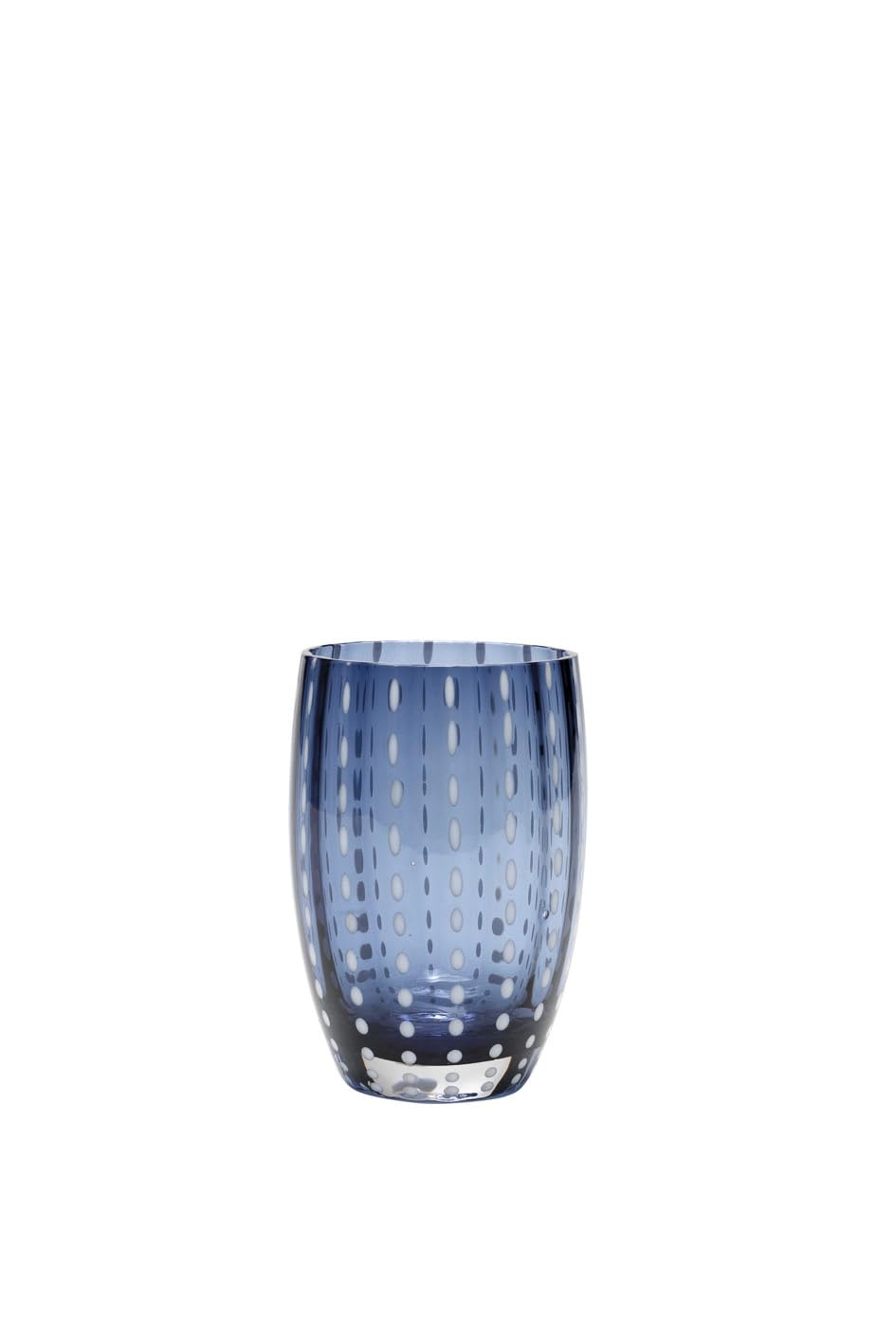 Zafferano Perle Glasbecher - Handgemachtes Buntglas, cl 32 h 109mm d 71mm - Set 6 Stück - (Blaugrau)