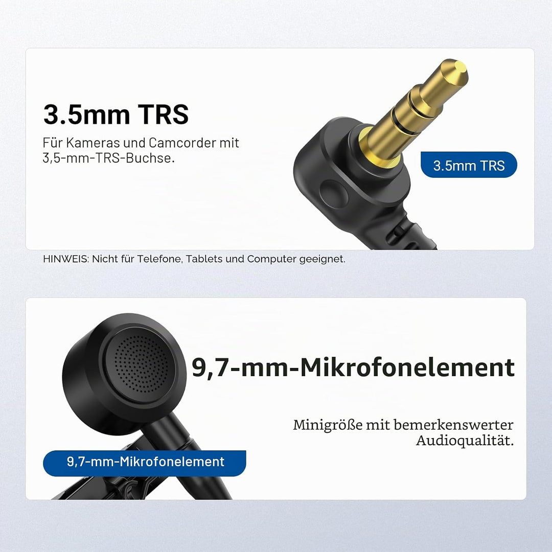 NEEWER Lavalier Mikrofon ø9,7mm (2er Pack), 3,5mm TRS Wired Ansteckmikrofon, omnidirektionales Konde