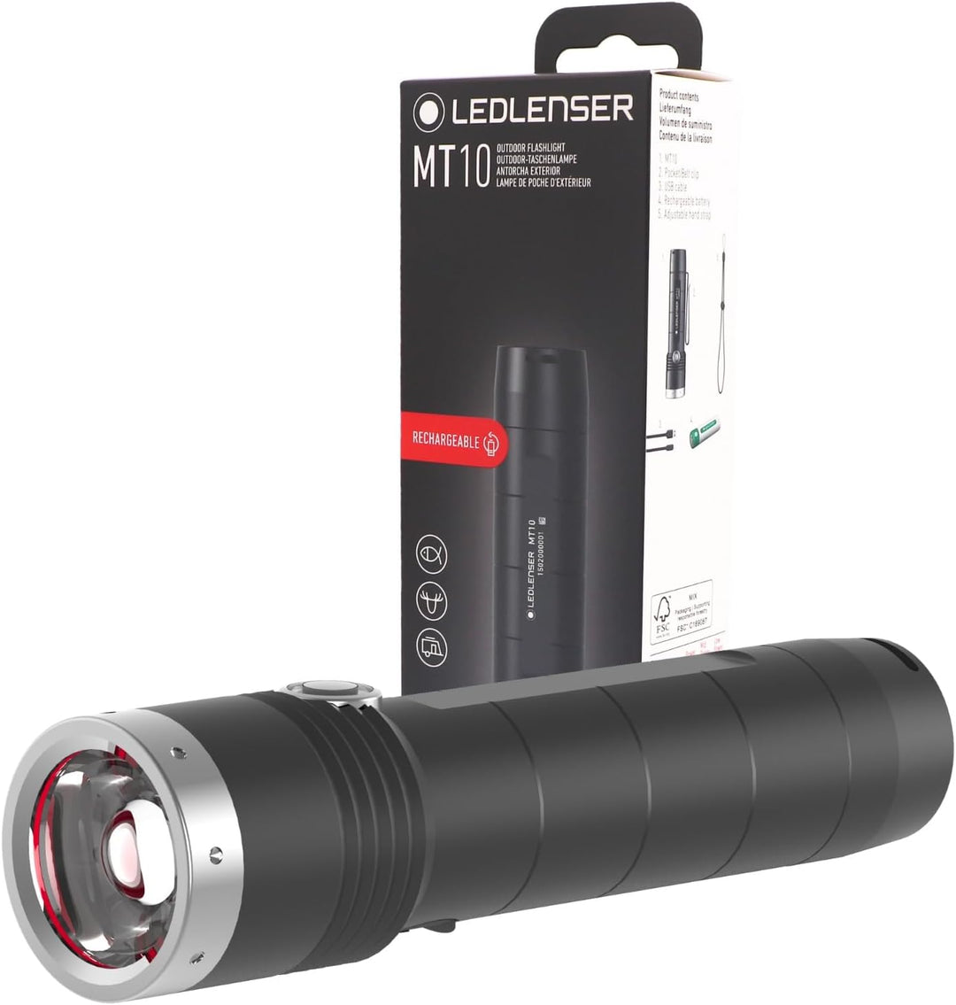 Ledlenser, MT10, LED Taschenlampe, 1000 Lumen, mit Akku, wiederaufladbar, fokussierbar, Leuchtweite