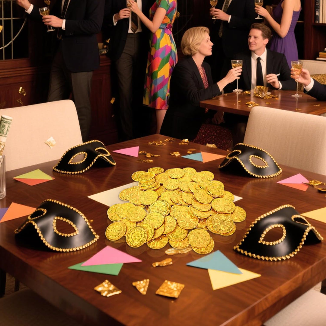 Byhoo 100 PCS Metall Goldmünzen, DND Piratenmünzen, Stress Relief Tool, mit Samt Kordelzugbeutel für