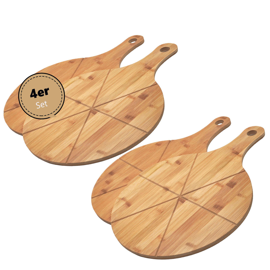 hausleben Pizzateller 33cm holz (2er-3er-4er Set) - Pizzabrett gross mit Griff, Platzteller, Pizzabr