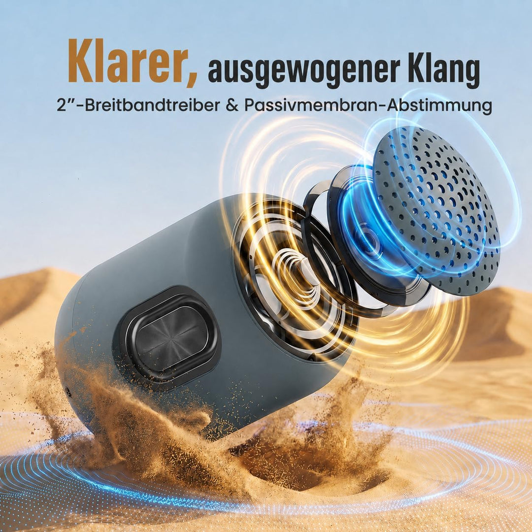 Bobtot Tragbarer Bluetooth-Lautsprecher, kabellos, wasserdicht, 24 Stunden Akkulaufzeit, lauter Ster