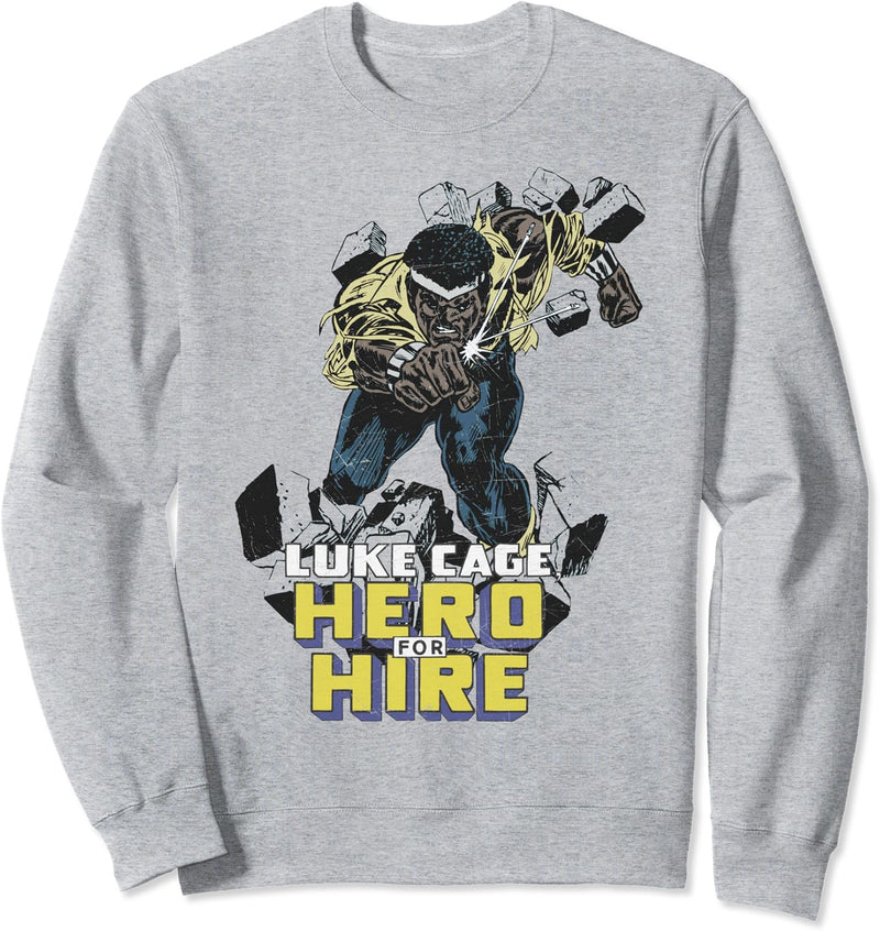 Marvel Luke Cage Hero For Hire Comic Text Sweatshirt