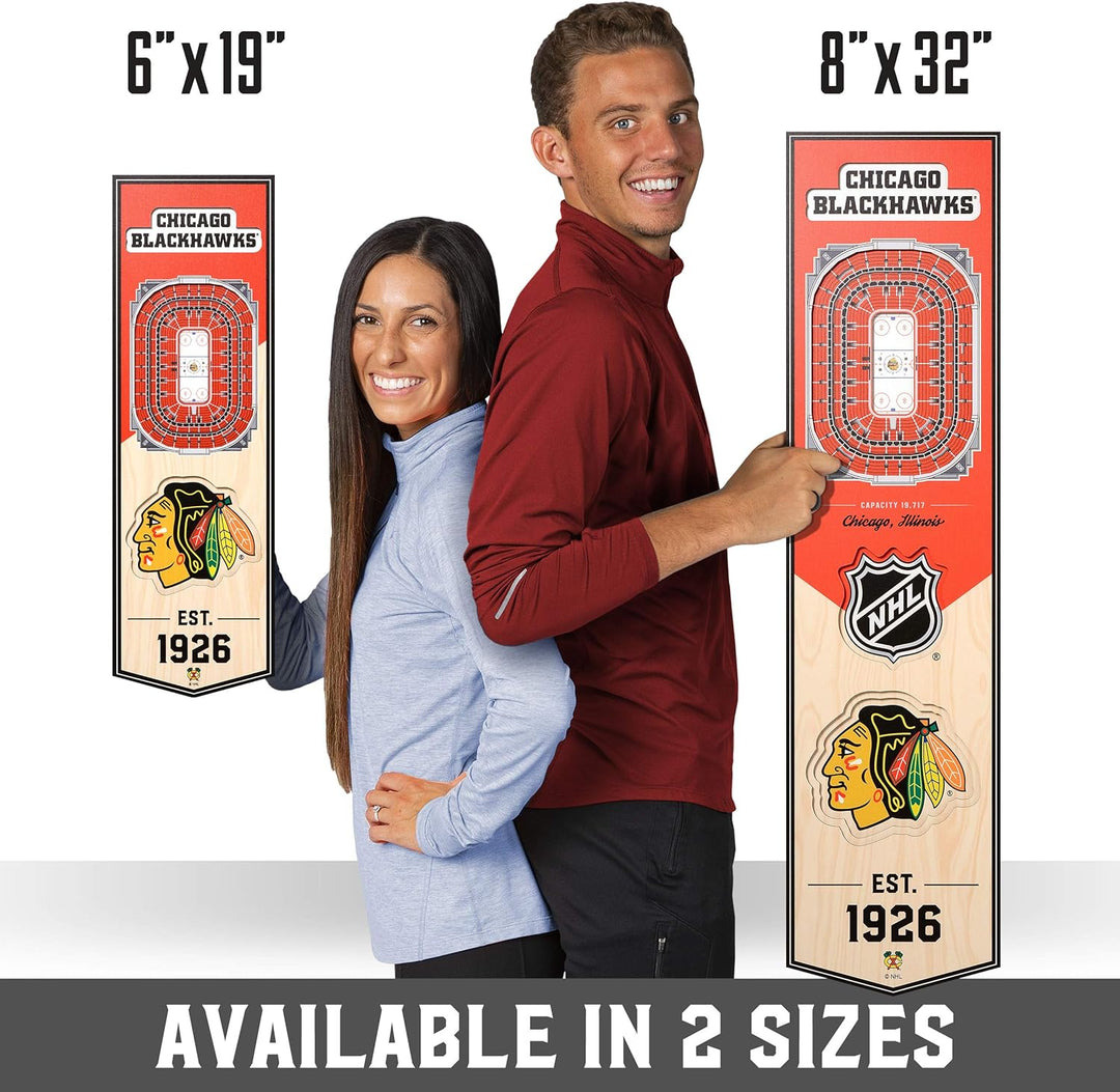 YouTheFan NHL 3D Stadion Banner 6 x 19 Zoll Chicago Blackhawks, Chicago Blackhawks