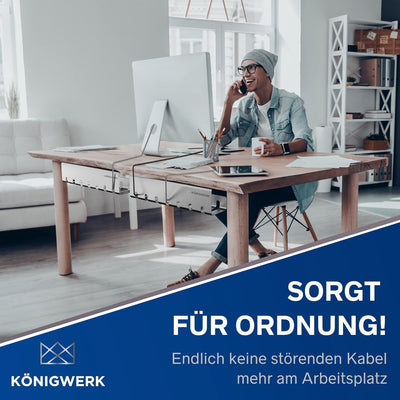 Königwerk Kabelkanal Schreibtisch fürs Kabel Management - Inkl. Zubehör - Tisch Kabelführung Kabelma