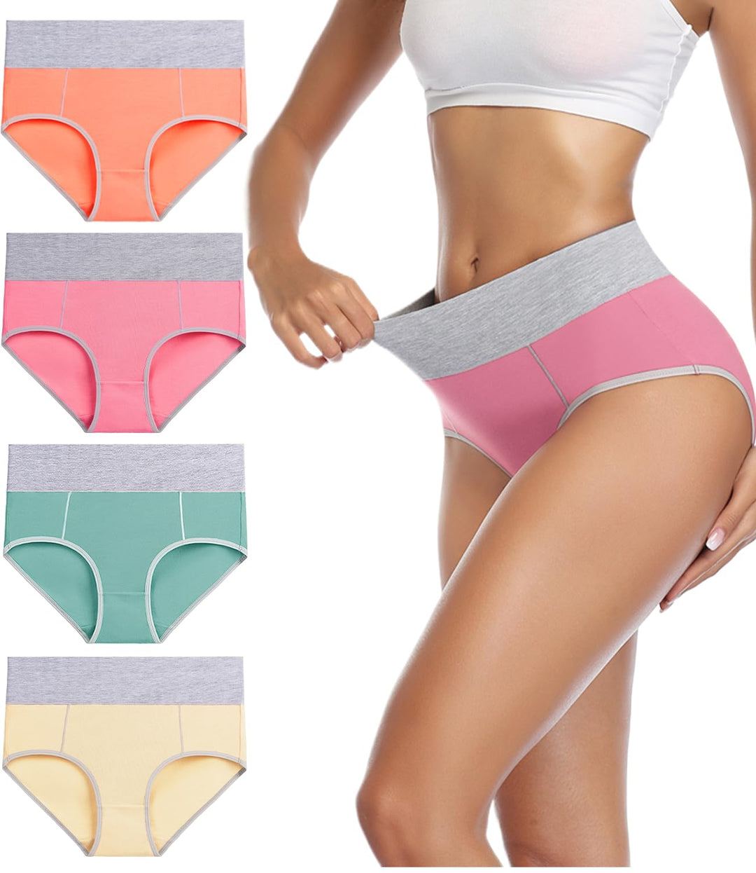 wirarpa Unterhosen Damen Hohe Taille Baumwolle Unterwäsche Taillenslip Frauen Slips Mehrpack L Mehrf