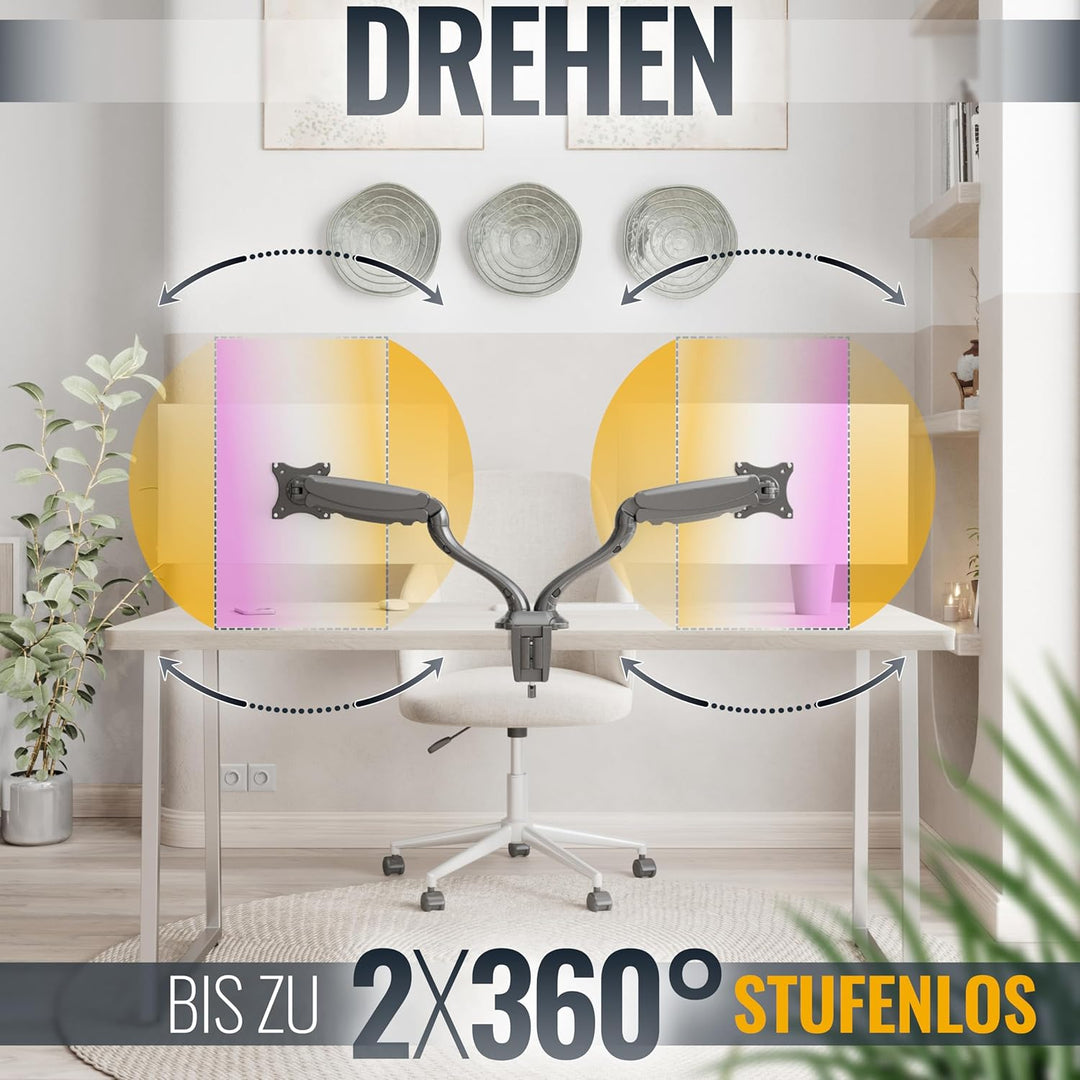 RICOO Monitor Halterung Tisch Gasdruckfeder für 13- 27 Zoll, VESA Tischhalterung, Monitorarm TS6611,