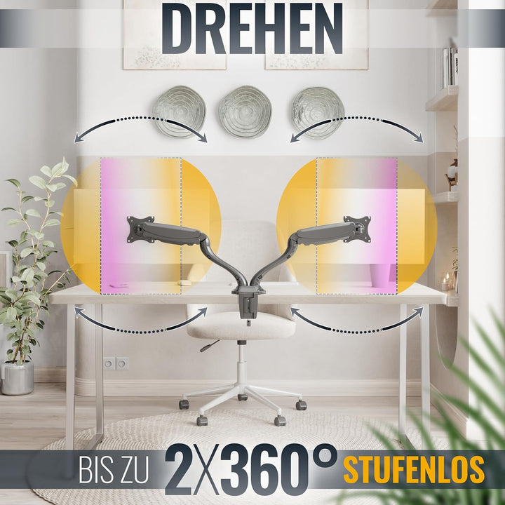 RICOO Monitor Halterung Tisch Gasdruckfeder für 13- 27 Zoll, VESA Tischhalterung, Monitorarm TS6611,