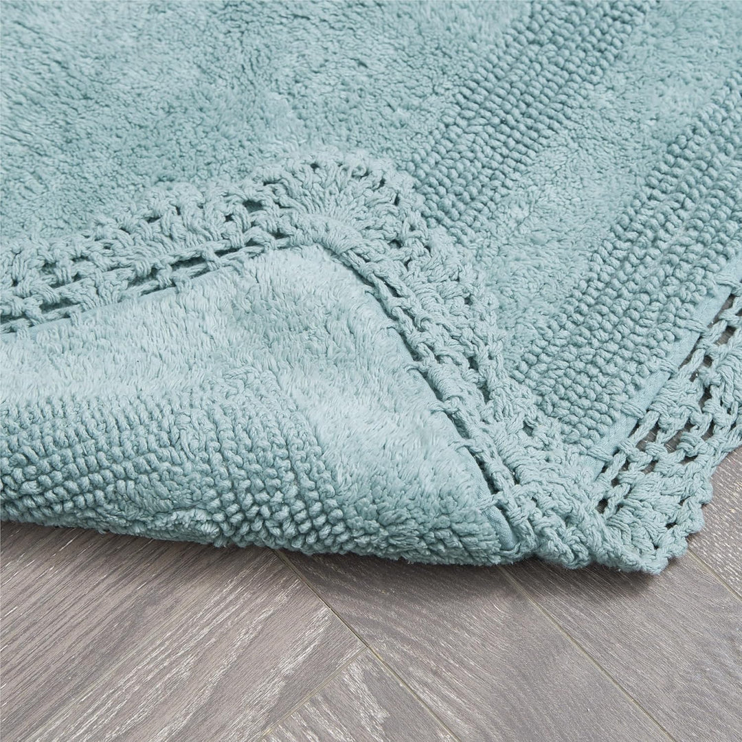 Laura Ashley Häkel-Badteppich, Baumwolle, 53 x 86 cm, Aqua 21x34 Aqua, 21x34 Aqua