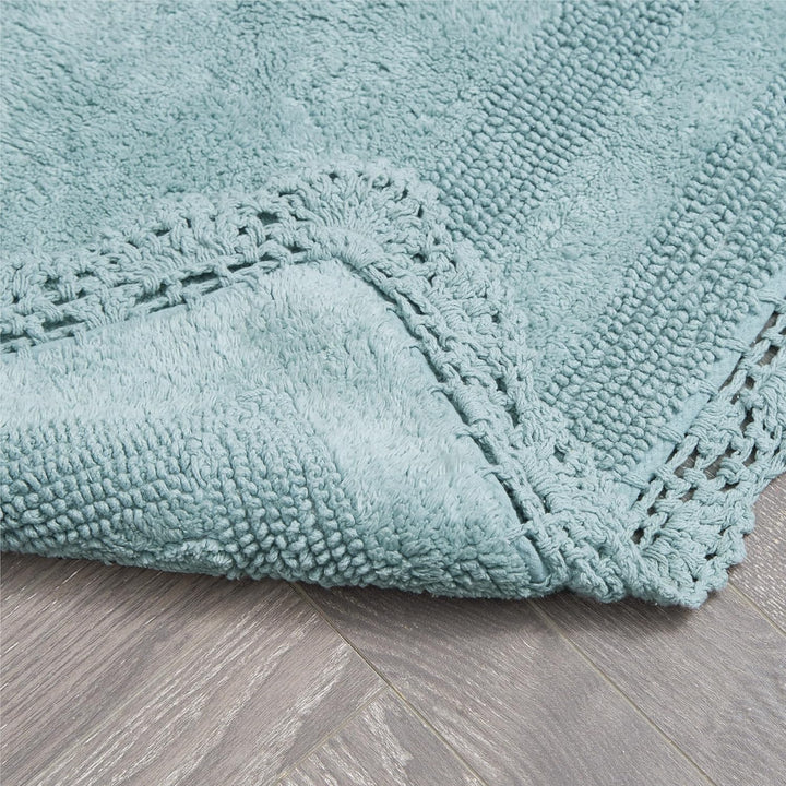 Laura Ashley Häkel-Badteppich, Baumwolle, 53 x 86 cm, Aqua 21x34 Aqua, 21x34 Aqua