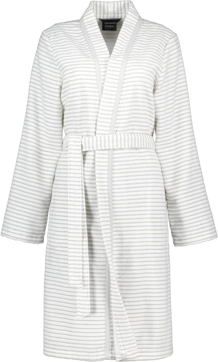 CAWÖ Home Bademäntel Damen Kimono Struktur 1214 weiss-silber - 76 L