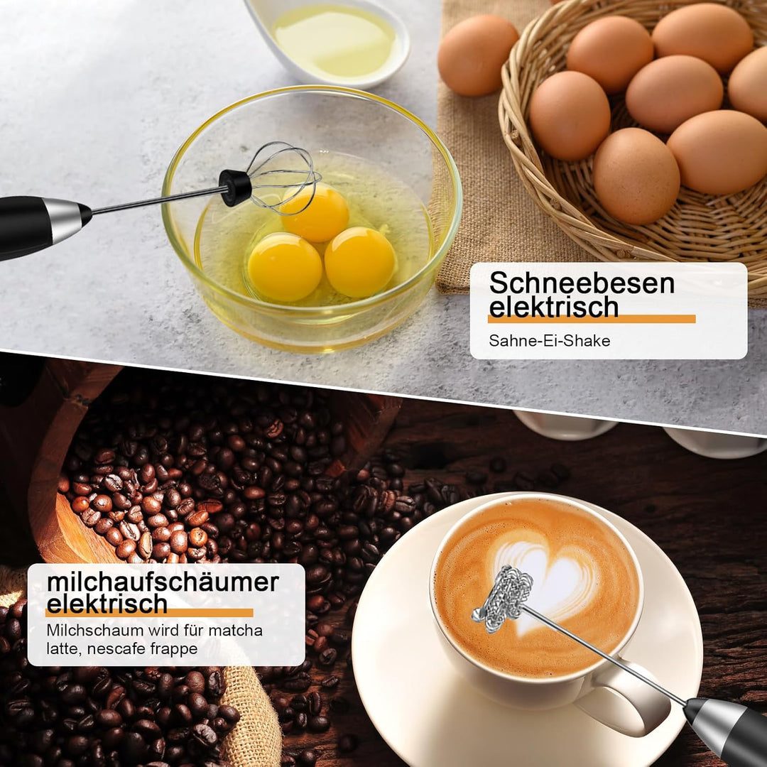 milchaufschäumer elektrisch stab with 3 heads, milk frother USB wiederaufladbar milchschäumer 3 ein