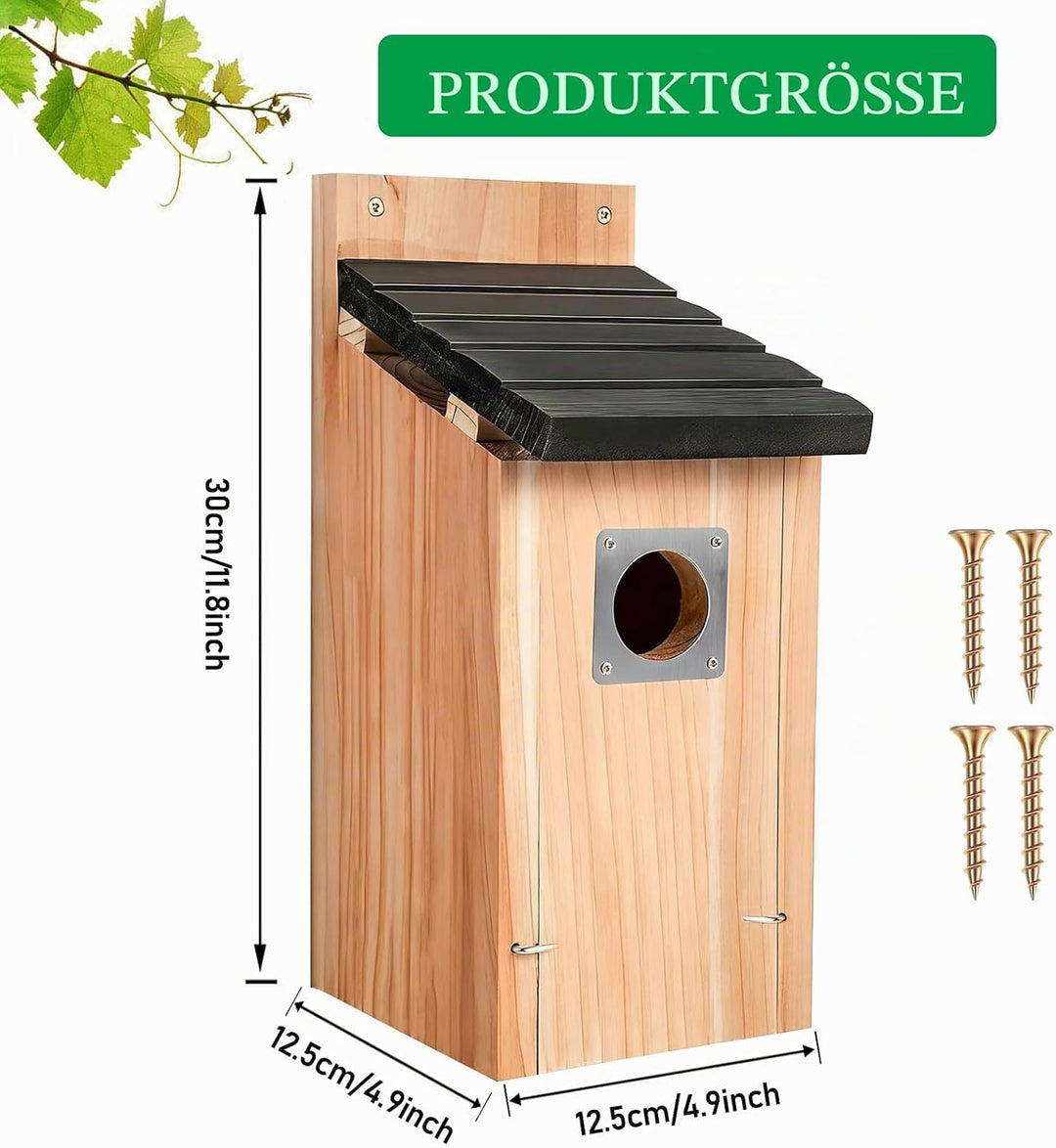 Nistkasten für Vögel für Draussen Wetterfest, Hölzernes Vogelhaus zum Aufhängen mit Raubvogel-Schutz