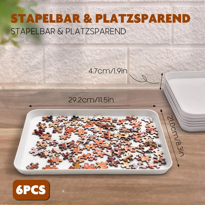 Nariolar 21,0 x 29,2 cm Stapelbare Puzzle Sortierschalen, 6 Weisse Puzzle Sortierer für bis zu 1000/