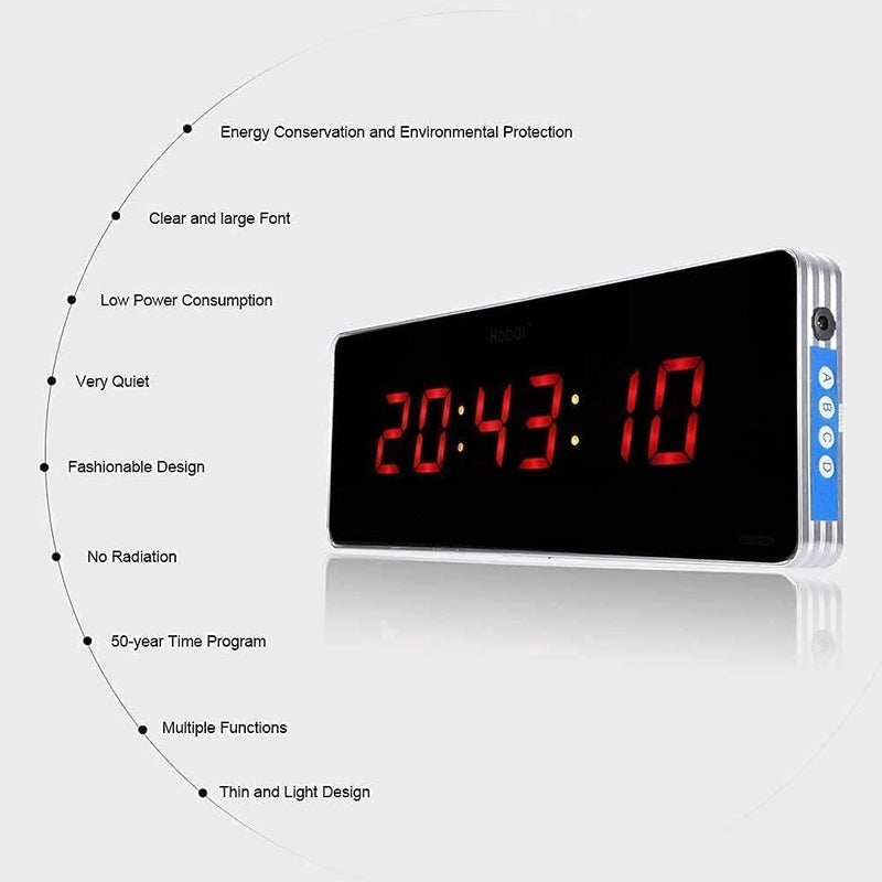 Jeffergarden LED Wanduhr Digital, Wall Clock LED Uhr Digital Home Digitale Wanduhren für Wohnzimmerd