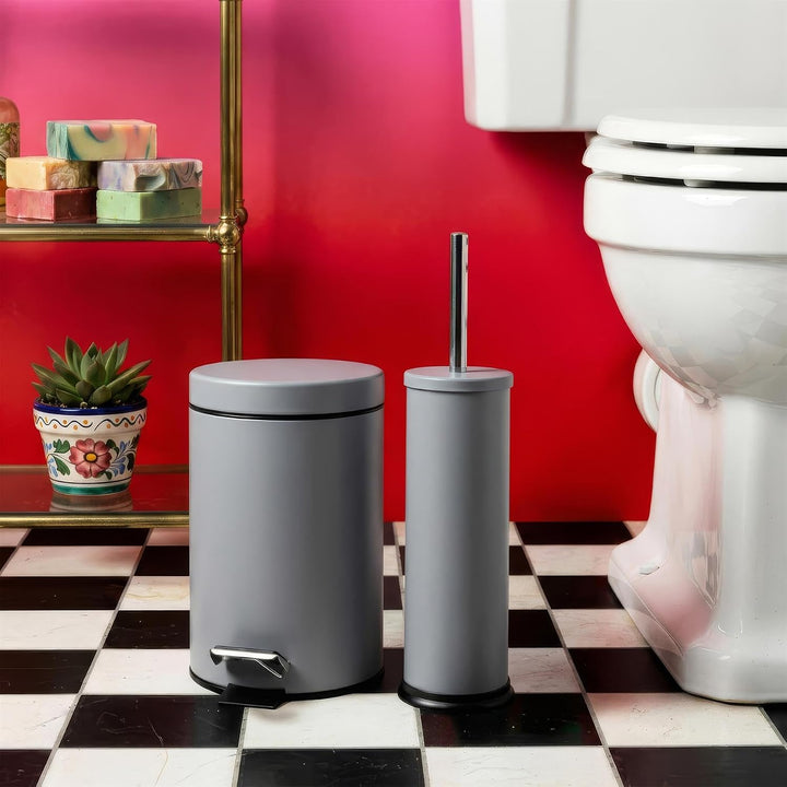 Harbour Housewares Runde Badezimmerpedalbehälter - 3L - Matt Grey Grau, Grau