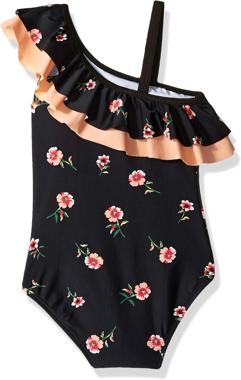 Kanu Surf Mädchen Morgan Floral Ruffle One-Shoulder 1-Piece Swimsuit Badeanzug 2 Jahre Schwarz, 2 Ja
