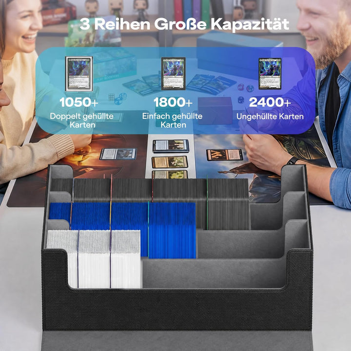 Sammelkarten-Aufbewahrungsboxen für 1800+ Karten, Premium Magnetic Deck Boxen, Leather Deck Case mit
