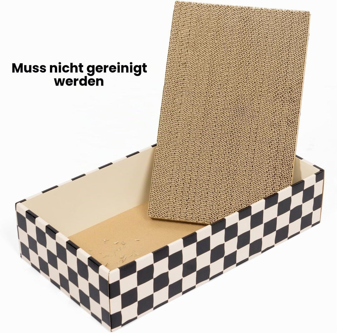 Conlun Katzenkratzbox mit 4 Kratzbretter Katze &amp; 2 Separaten Katzen Kartons &amp; 1 Katzenball, 2-in-1 K