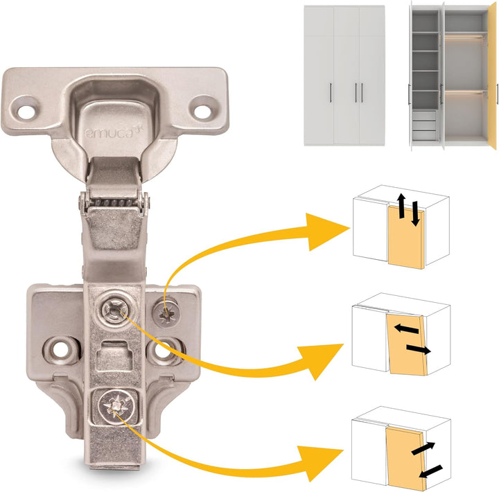 Emuca 1011507 Pack aus 20 Topfscharnieren Ø35mm 100° mit sanftem Verschluss für aneinanderstossende