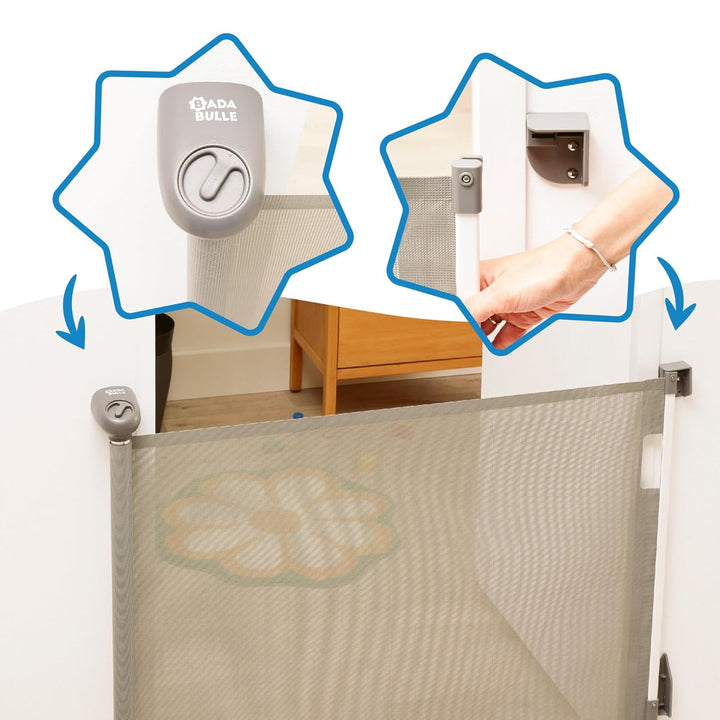 Badabulle Safe & Roll Türschutzgitter und Treppenschutzgitter zum ausziehen - bis 140cm, barrierefre