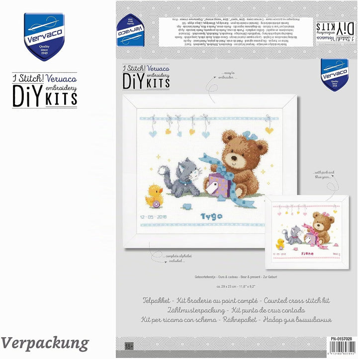 Vervaco Kreuzstich Stickpackungen für Erwachsene, Kreuzstich Set vorgedruckt mit Stickbild auf 100%